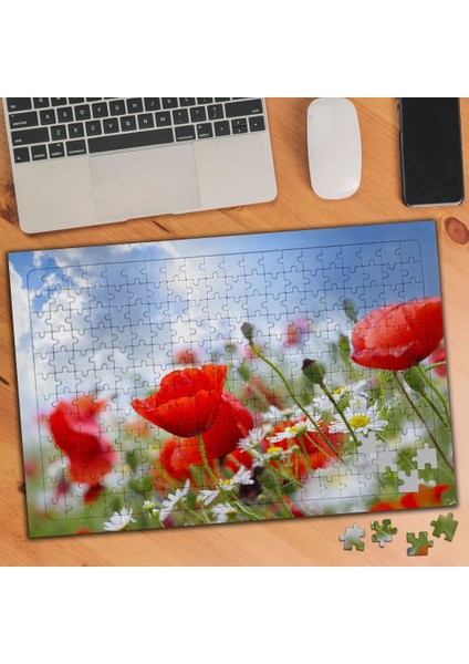 Kırmızı Gelincik Çiçeği 240 Parça Puzzle YAPBOZ-19706412