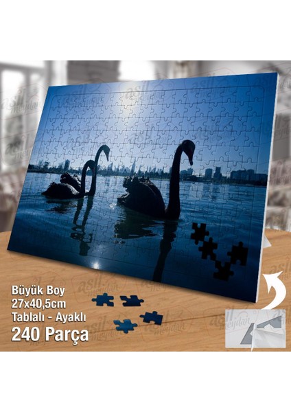 Asil Hobi Gün Batımı - Kuğular - Deniz - Hayvan Yapboz- Ayak Destekli Çerçeveli 240 Parça Puzzle fiyatları