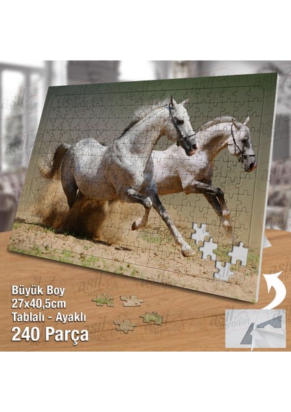 Asil Hobi Koşan Beyaz Atlar - Vahşi Yaşam -Hayvan Yapboz-Ayak Destekli Çerçeveli 240 Parça Puzzle fiyatları