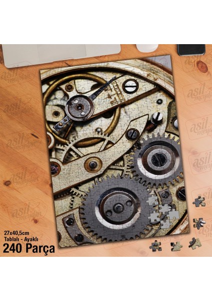 Asil Hobi Saat Mekanizması - Çarklar - Mühendis Yapboz-Ayak Destekli Çerçeveli 240 Parça Puzzle