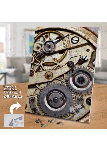 Asil Hobi Saat Mekanizması - Çarklar - Mühendis Yapboz-Ayak Destekli Çerçeveli 240 Parça Puzzle