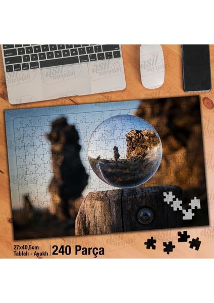 Asil Hobi Cam Küre - Taş Yapı - Tarihi - Objektif Yapboz -Ayak Destekli Çerçeveli 240 Parça Puzzle