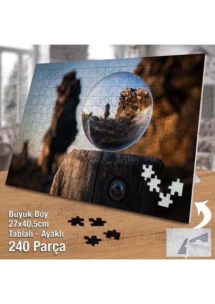 Asil Hobi Cam Küre - Taş Yapı - Tarihi - Objektif Yapboz -Ayak Destekli Çerçeveli 240 Parça Puzzle