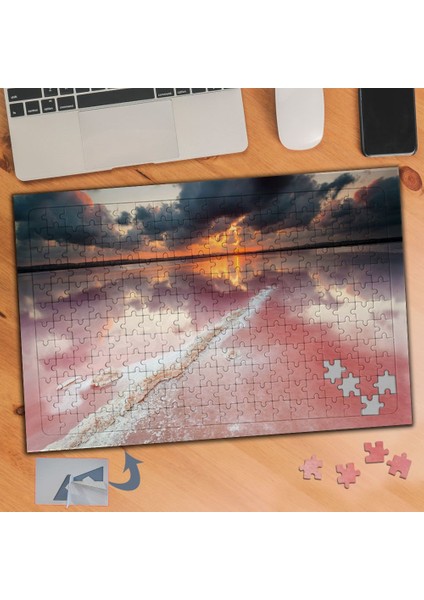 Pembe Deniz, Turuncu Gökyüzü 240 Parça Puzzle Yapboz TABLO-597