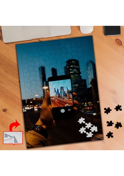 Telefon Çekim, Gece, Şehir 240 Parça Puzzle Yapboz TABLO-176A