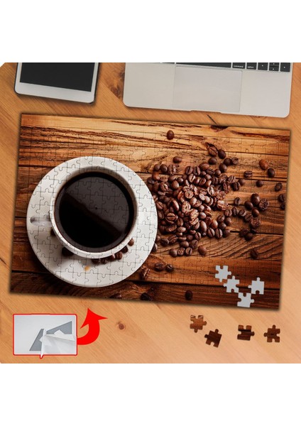 Ahşap Masada Kahve Çekirdekleri 240 Parça Puzzle YAPBOZ-KS699679