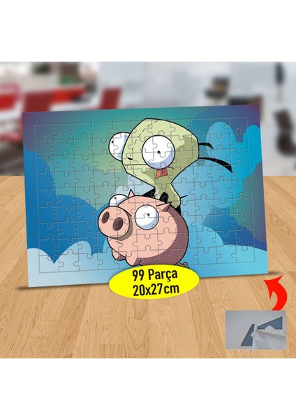 Invader Zim Pembe Domuzcuk 99 Parça Puzzle Yapboz TABLO-2512