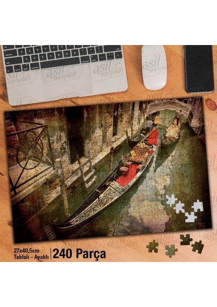 Asil Hobi Gondol - Venedik - Tatil - Gezi Yapboz -Ayak Destekli Çerçeveli 240 Parça Puzzle