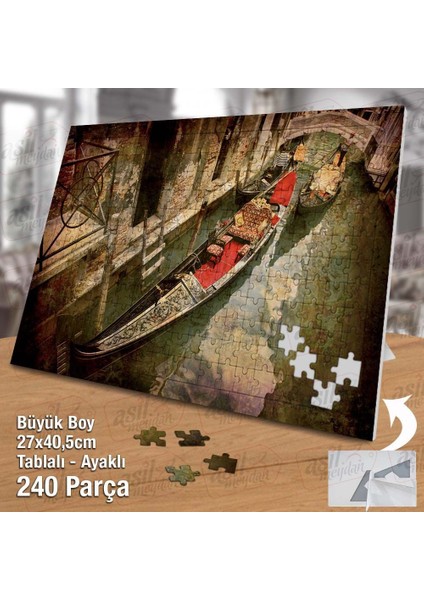 Asil Hobi Gondol - Venedik - Tatil - Gezi Yapboz -Ayak Destekli Çerçeveli 240 Parça Puzzle
