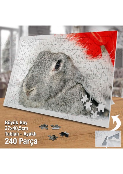 Asil Hobi Kırmızı Şapkalı Gri Tavşan-Sevimli Hayvan Yapboz-Ayak Destekli Çerçeveli 240 Parça Puzzle fiyatları