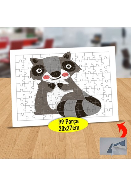 Küçük Sevimli Rakun 99 Parça Puzzle Yapboz TABLO-53876-60008