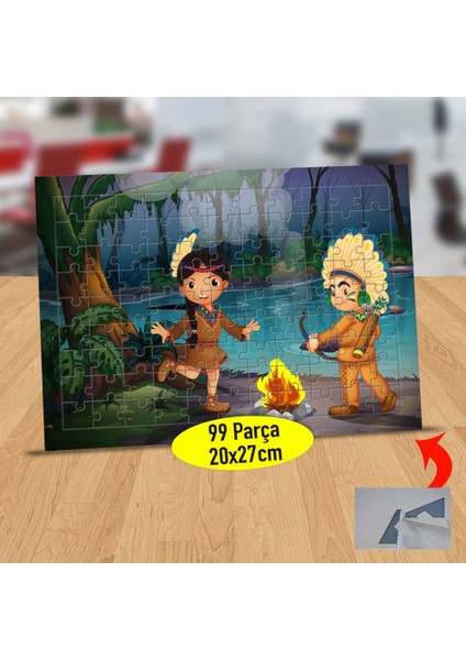 Ateş Etrafında Kızıl Dereliler 99 Parça Puzzle Yapboz TABLO-0560