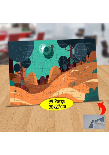 Kızıl Toprak Üstünde Ağaçlar 99 Parça Puzzle Yapboz TABLO-56D