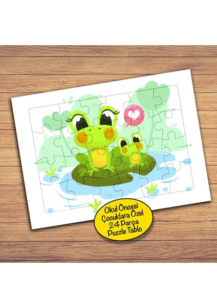 Anne ve Yavru Kurbağa Çocuklara Özel Puzzle Yapboz TABLO-14PZ