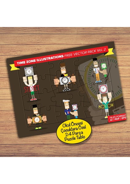 Zaman Kavramı Çocuklara Özel Puzzle Yapboz TABLO-269PZ