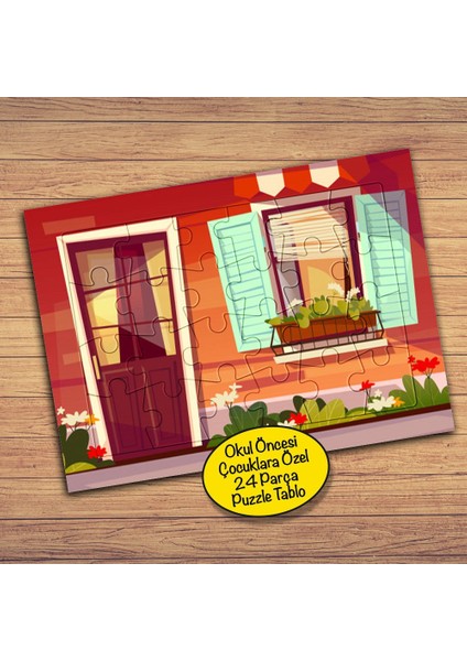 Pencere Önünde Çiçekler 24 Parça Çocuklara Özel Yapboz TABLO-554