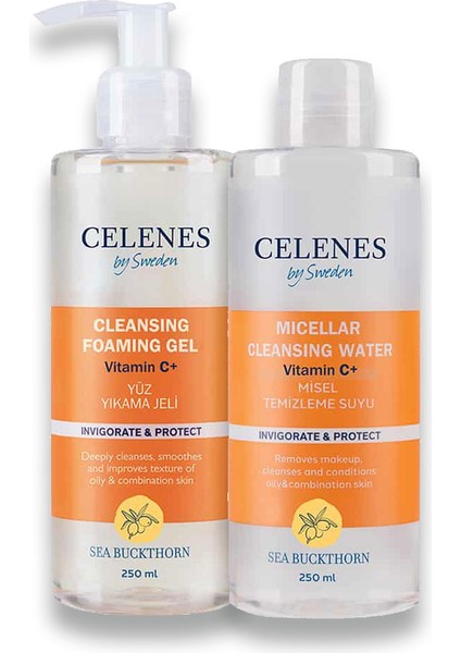 Celenes By Sweden Celenes Sea Buckthorn Yüz Temizleme Seti Ikisi Bir Arada Yağlı ve Karma Ciltler