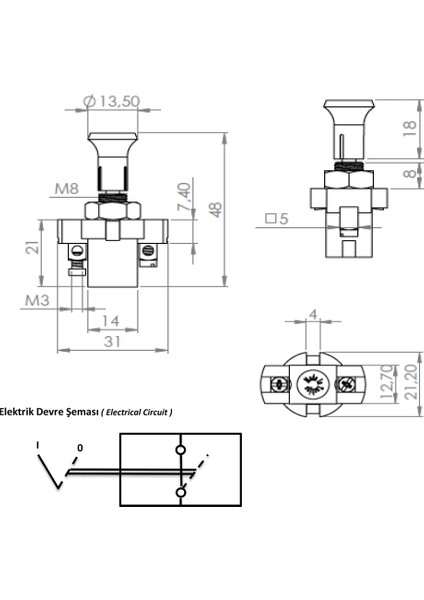 Tekli Çekme Anahtarı Kısa Paso - Metal Somun