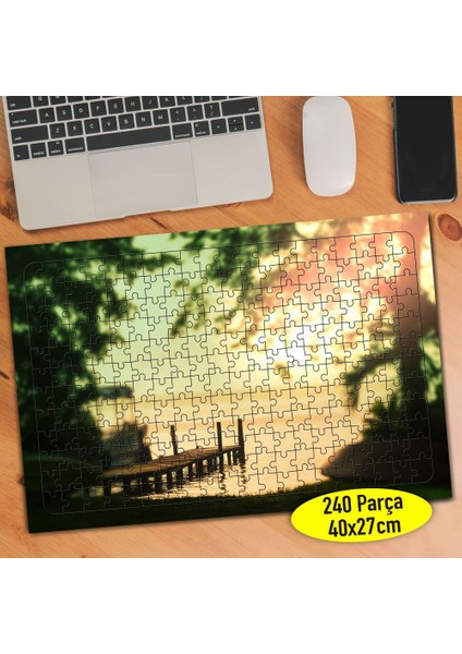 Gün Batımı Sahil Iskelesi 240 Parça Puzzle Yapboz TABLO-74433480