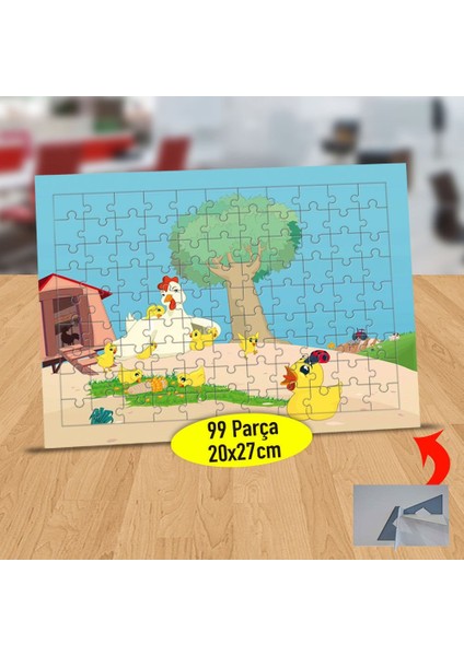 Çiftlikte Anne Tavuk ve Civcivler 99 Parça Puzzle Yapboz Tablo-32
