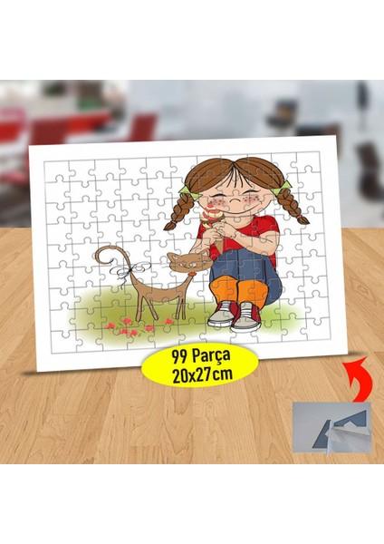 Kedi Seven Tatlı Kız 99 Parça Puzzle Yapboz TABLO-1020-1097