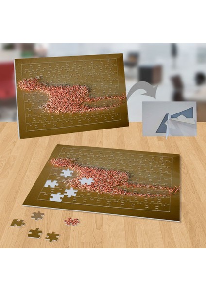 Flamingo Oluşturan Flamingolar, Hayvan, Doğa 99 Parça Puzzle YAPBOZ-P131