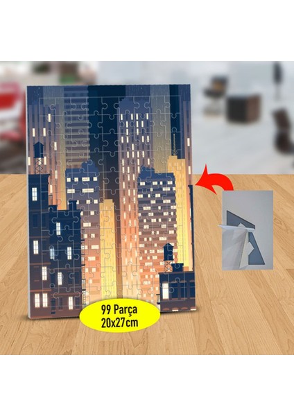 Şehirde Işıklı Binalar 99 Parça Puzzle Yapboz TABLO-1441-2355