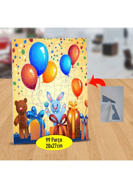 Kutlama Yapan Tavşan 99 Parça Puzzle Yapboz TABLO-23-2147490571