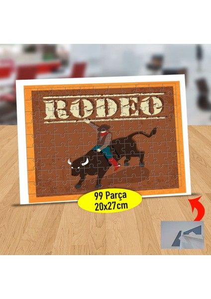 Rodeo - Boğa Üstünde 99 Parça Puzzle Yapboz TABLO-2147