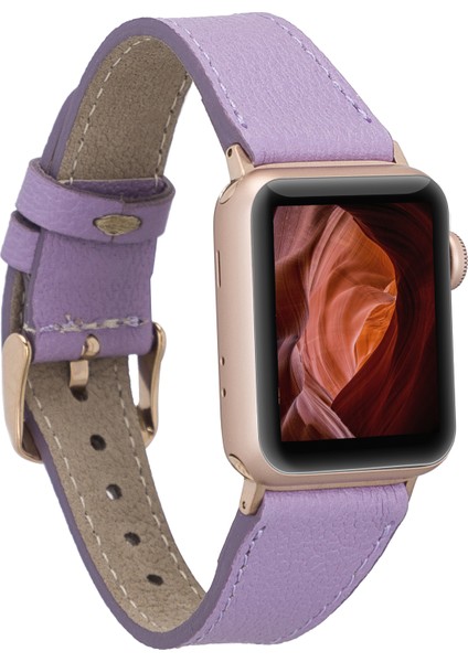 Apple Watch Uyumlu Deri Kordon 38-40-41MM Roma CP22 Lila