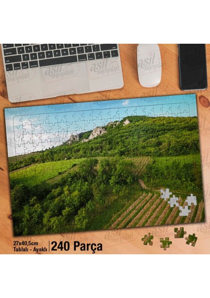 Asil Hobi - Bağ Üzerindeki Beyaz Kayalıklar - Tarım -Tarla - Yapboz - Ayak Destekli 240 Parça Puzzle