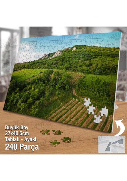 Asil Hobi - Bağ Üzerindeki Beyaz Kayalıklar - Tarım -Tarla - Yapboz - Ayak Destekli 240 Parça Puzzle