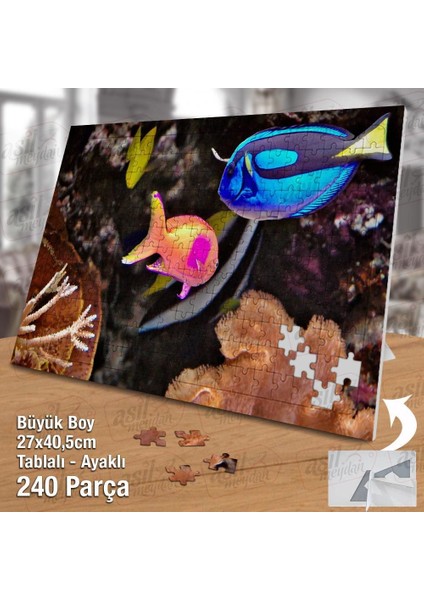Asil Hobi Rengarenk Balıklar - Okyanus - Sualtı Yapboz -Ayak Destekli Çerçeveli 240 Parça Puzzle