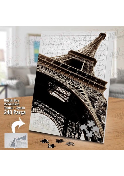 Asil Hobi Eyfel Kulesi - Gökyüzü - Manzara - Tarih Yapboz - Ayak Destekli Çerçeveli 240 Parça Puzzle