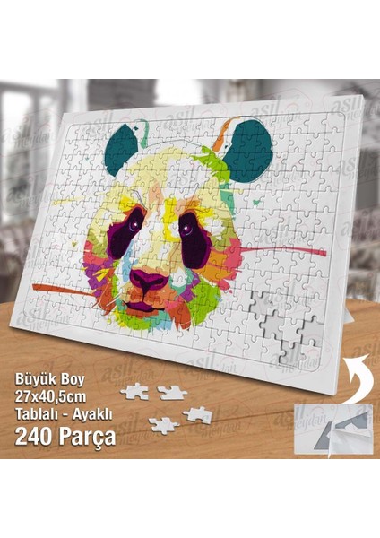 Asil Hobi Renkli Panda Kafası - Sevimli Hayvan Yapboz - Ayak Destekli Çerçeveli 240 Parça Puzzle fiyatları