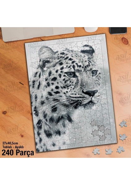 Asil Hobi Leopar - Vahşi Yaşam - Yırtıcı Hayvan Yapboz -Ayak Destekli Çerçeveli 240 Parça Puzzle