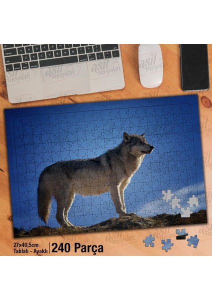 Asil Hobi Kurt - Vahşi Yaşam - Doğa- Hayvan - Köpek Yapboz -Ayak Destekli Çerçeveli 240 Parça Puzzle