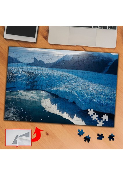 Kar Tutmuş Çimenler, Göl, Doğa 240 Parça Puzzle Yapboz TABLO-099