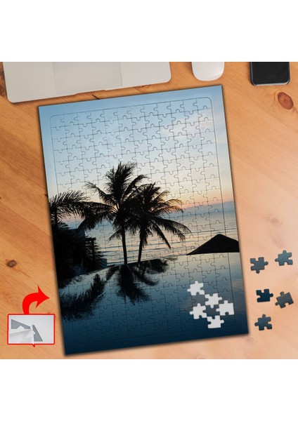 Havuz, Palmiye, Tatil Manzara 240 Parça Puzzle Yapboz TABLO-P-312