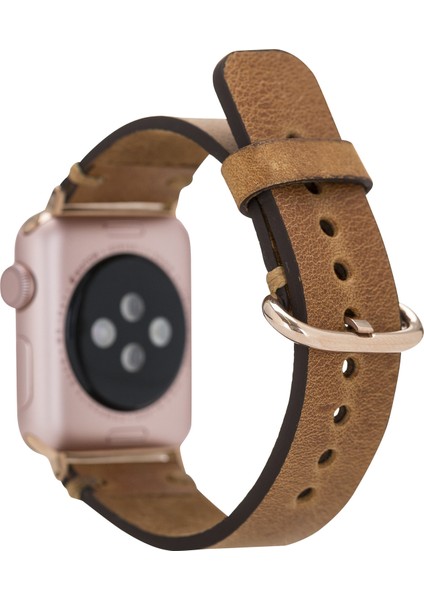 Apple Watch Uyumlu Deri Kordon 38-40-41MM Roma G19 Taba