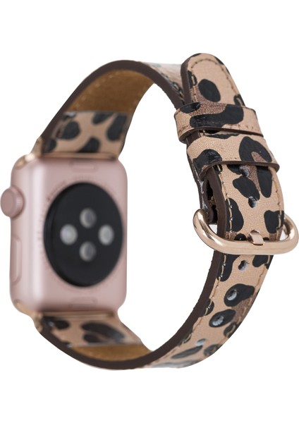 Apple Watch Uyumlu Deri Kordon 38-40-41MM Roma Leopar