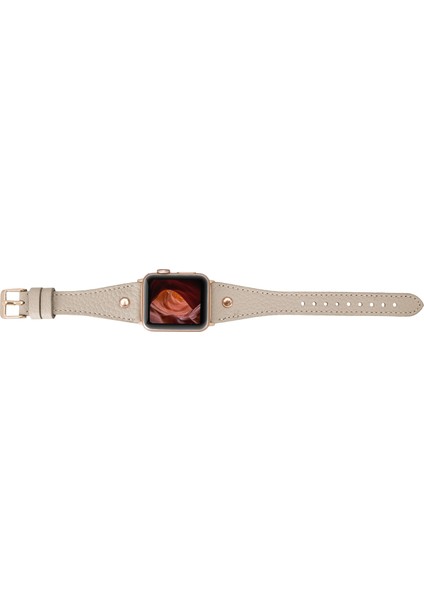 Apple Watch Uyumlu Deri Kordon 38-40-41MM Slim Rg Troklu Erc3 Bej fiyatları