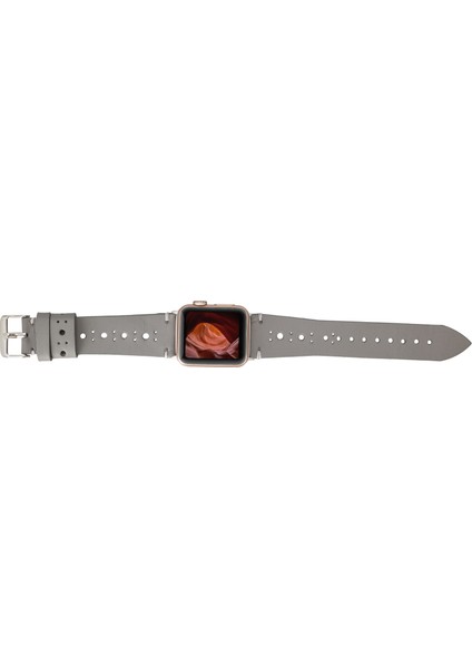 Apple Watch Uyumlu Deri Kordon 38-40-41MM Rst9-Ba8 Gri modelleri
