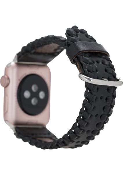 Apple Watch Uyumlu Deri Kordon 42-44-45MM RST1-SM43 Siyah