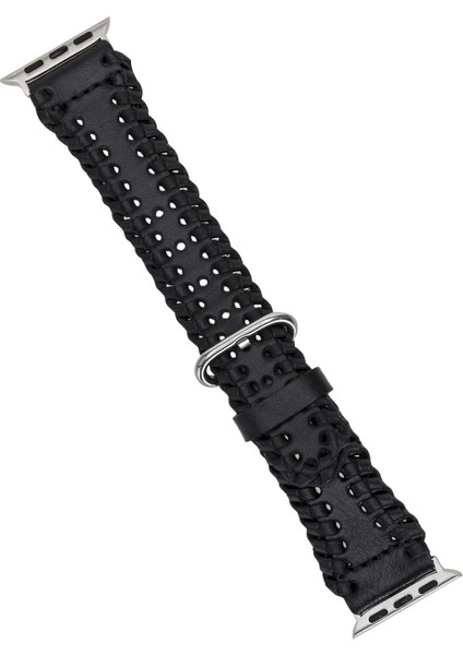 Apple Watch Uyumlu Deri Kordon 42-44-45MM RST1-SM43 Siyah