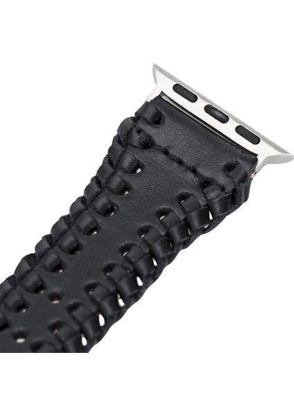 Apple Watch Uyumlu Deri Kordon 42-44-45MM RST1-SM43 Siyah