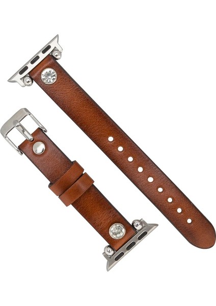 Apple Watch Uyumlu Deri Kordon Visby 38-40-41MM Ferro RST2EF Taba