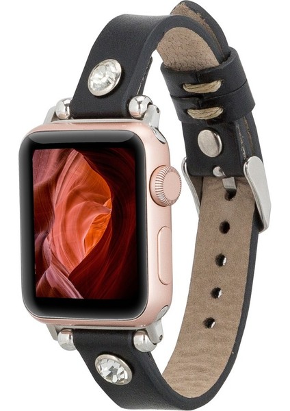 Apple Watch Uyumlu Deri Kordon Visby 38-40-41MM Ferro Rst1 Siyah