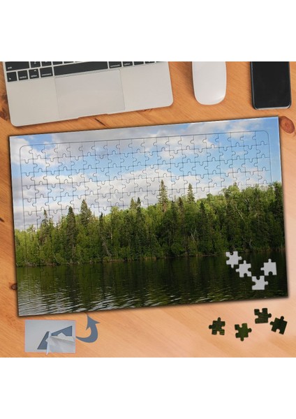 Yeşil Göl, Ağaçlar, Doğa 240 Parça Puzzle Yapboz TABLO-783