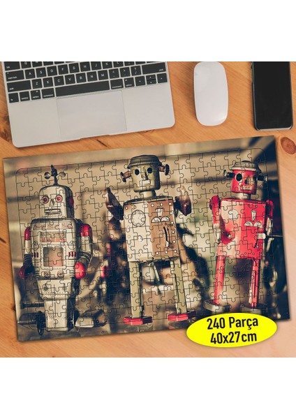Nostajik Robot Oyuncaklar Fotoğrafı 240 Parça Puzzle YAPBOZ-7542